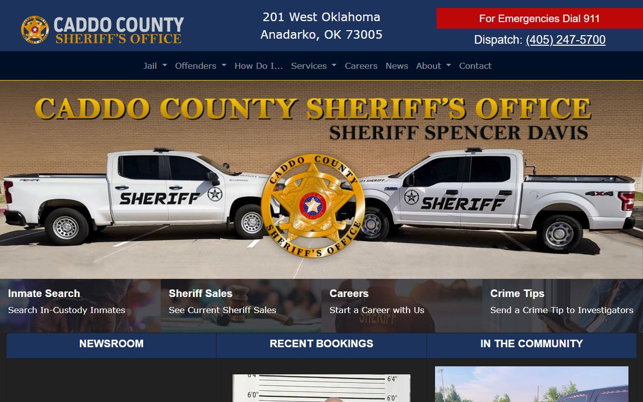 Caddo County Sheriff's Office inmate search showing jail mugshots and booking information