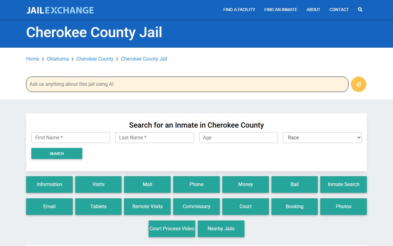 Cherokee County Sheriff's Office jail mugshots and inmate information in Tahlequah Oklahoma