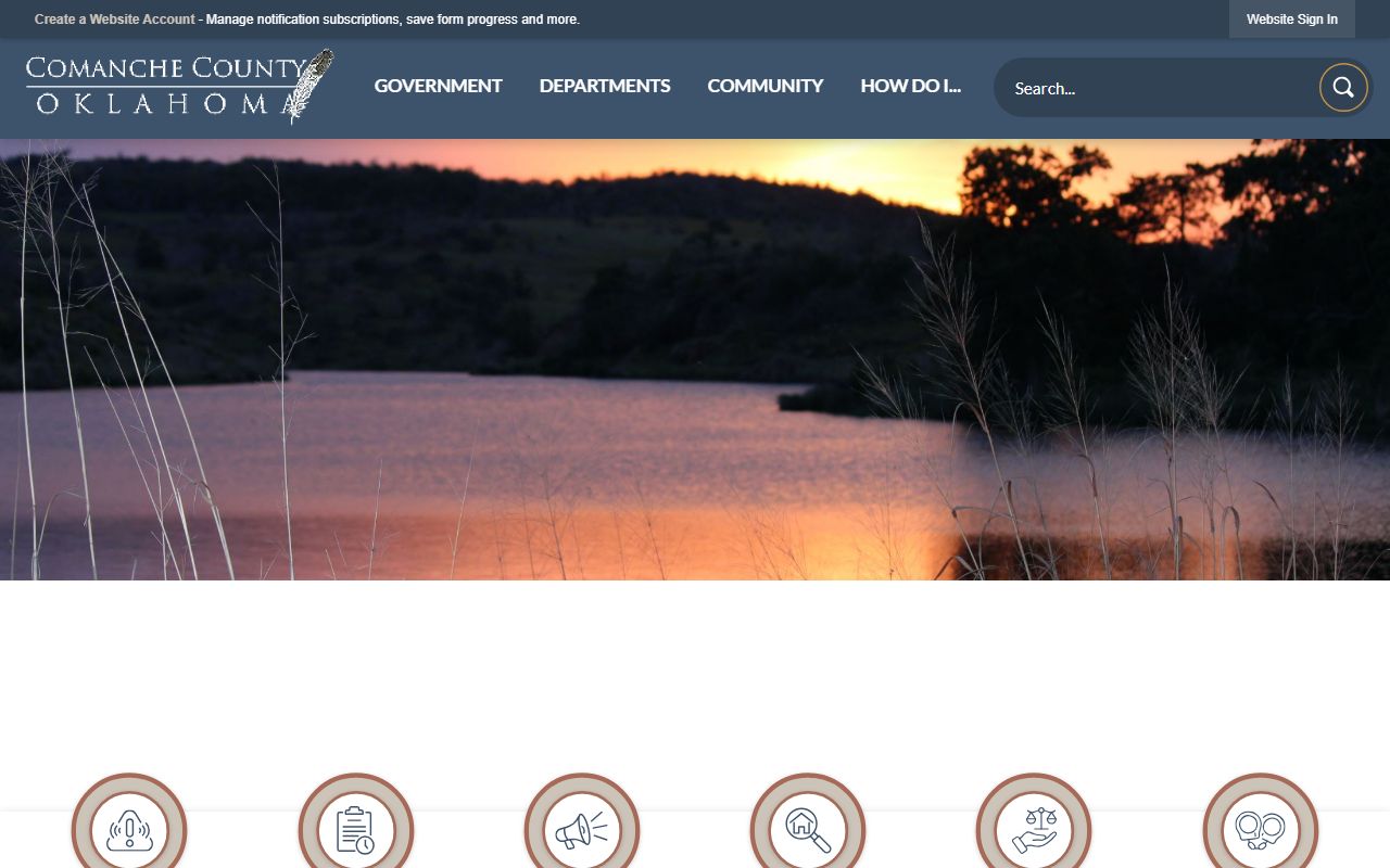 Comanche County government website with links to jail mugshots and Sheriff's Office services in Lawton