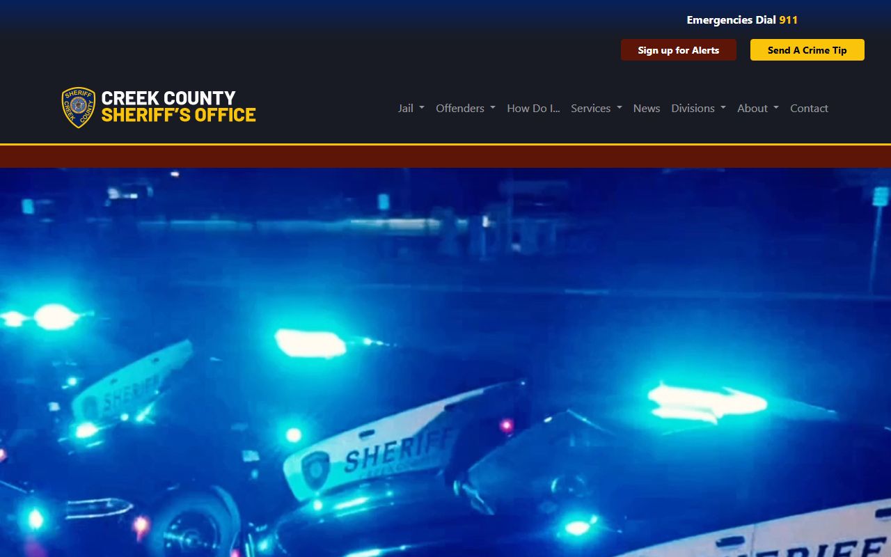 Creek County Sheriff's Office website with jail mugshots and inmate roster access in Sapulpa Oklahoma