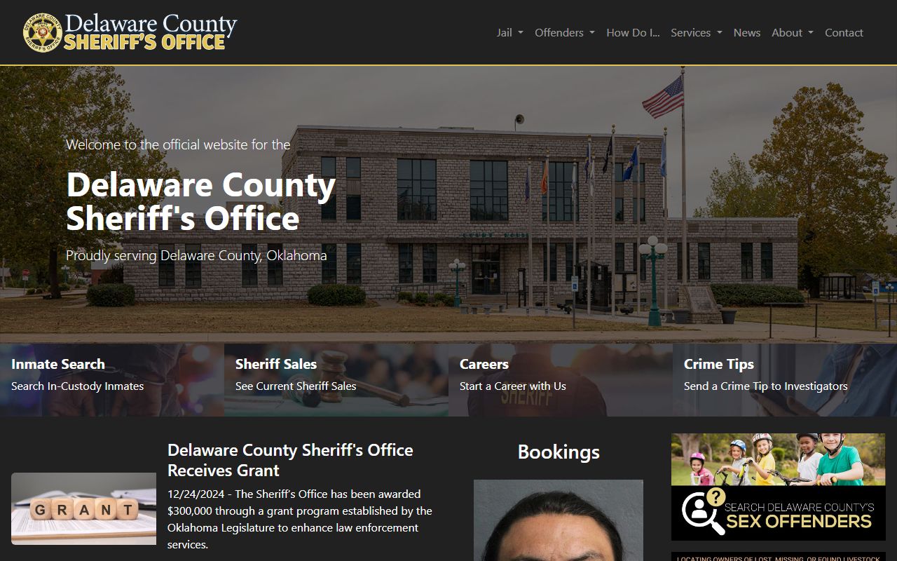 Delaware County jail mugshots search portal on Sheriff website