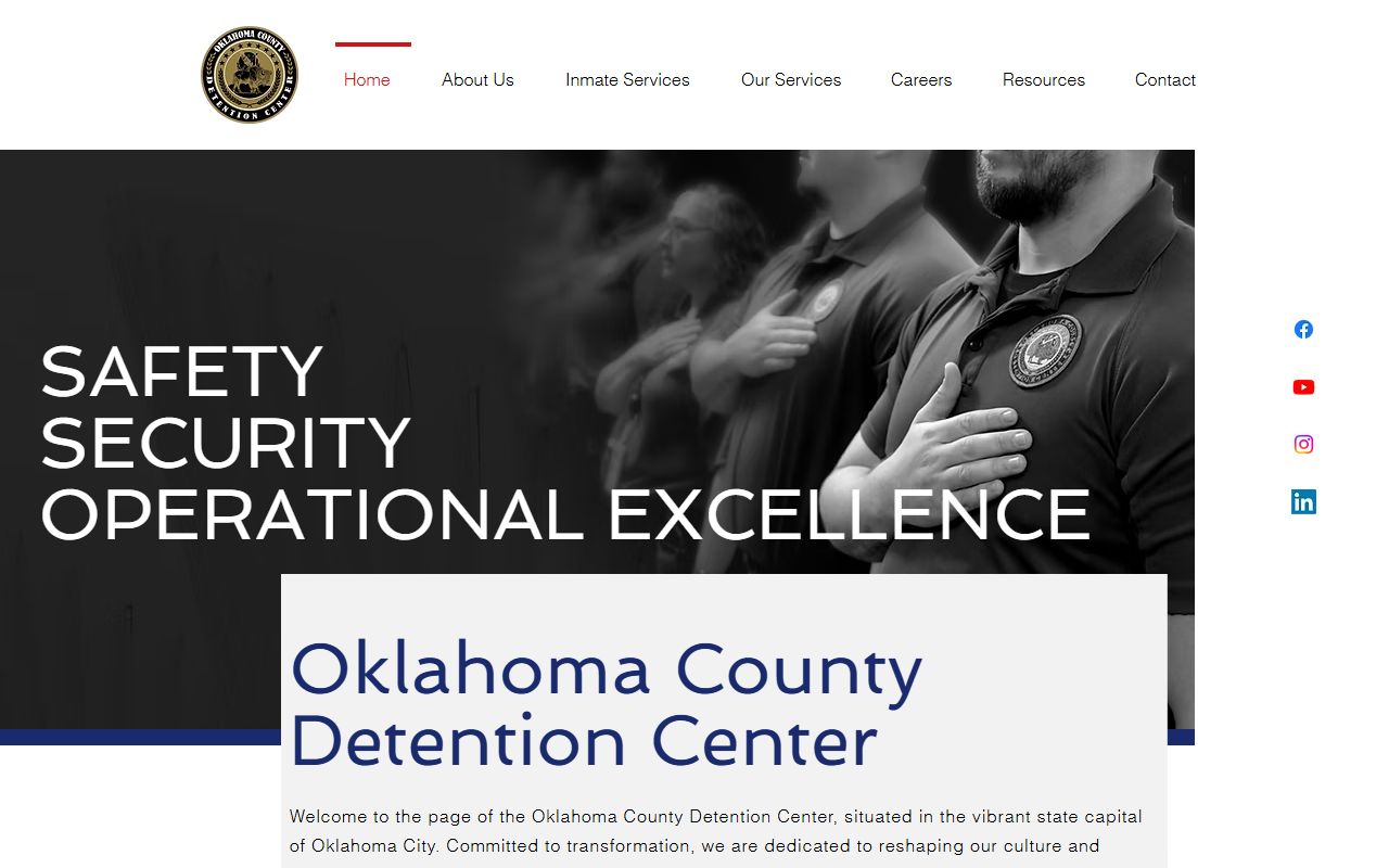 Oklahoma County Detention Center website showing jail mugshots and inmate search tools