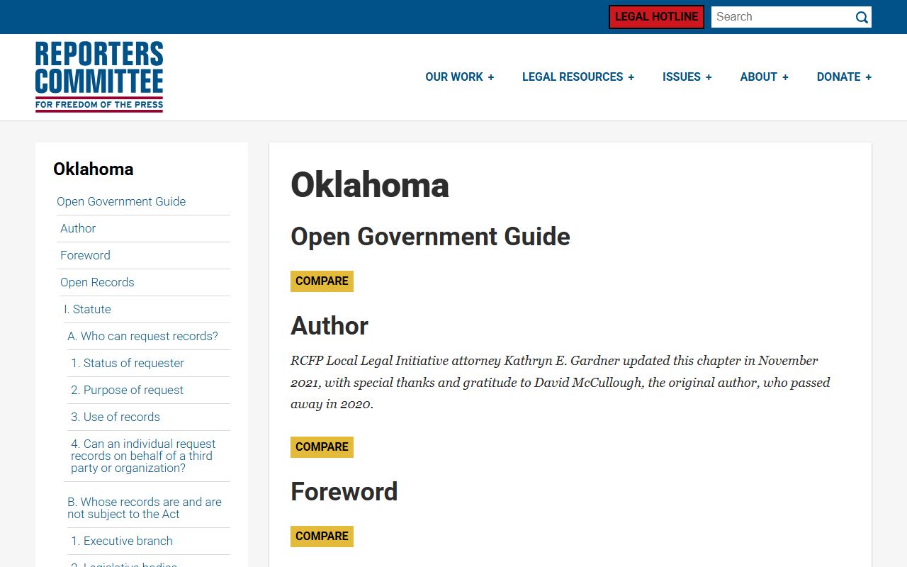 Oklahoma Open Government Guide for jail mugshots records access